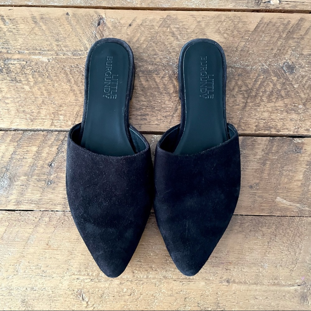 Little Burgundy | Suede Black Mules